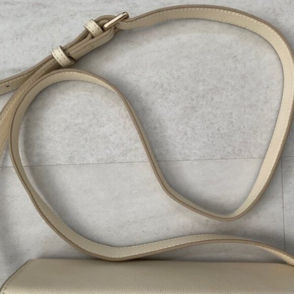 SPARTINA 449 Leather Round Crossbody Bag Purse Cream & Gold - Picture 11 of 15